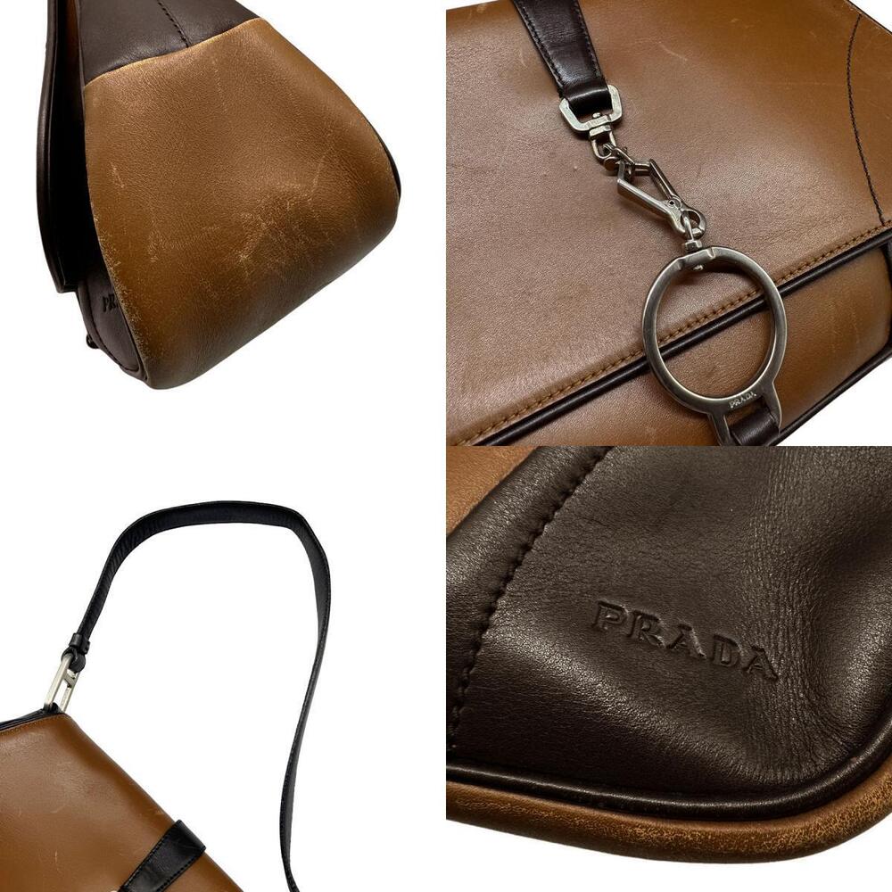 Prada leather silver brown shoulder bag - Picture 4 of 4